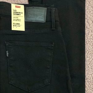 Levi’s 721 Hi-Rise Black Skinny Jeans size 10 long